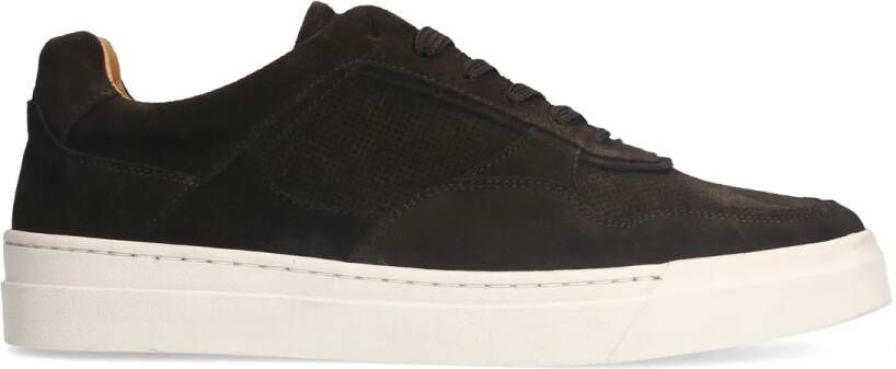 Manfield Donker bruine suède sneakers