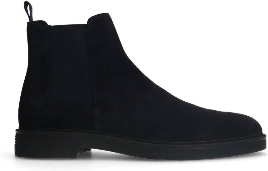 Manfield Donkerblauwe suède chelsea boots