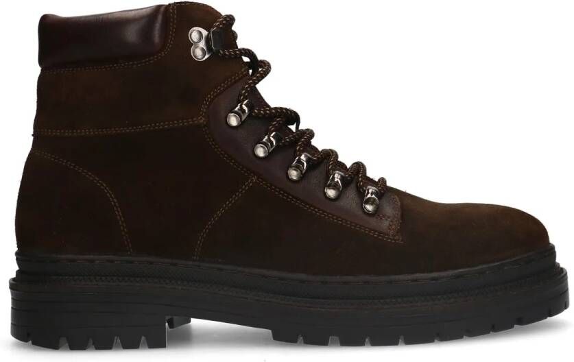 Manfield Heren Donkerbruine suède veterboots