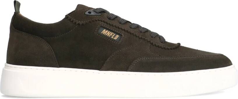 Manfield Donkergroene suède sneakers