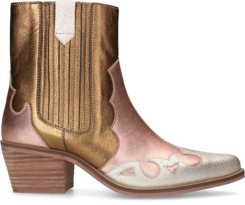 Manfield Gouden metallic leren cowboy laarzen