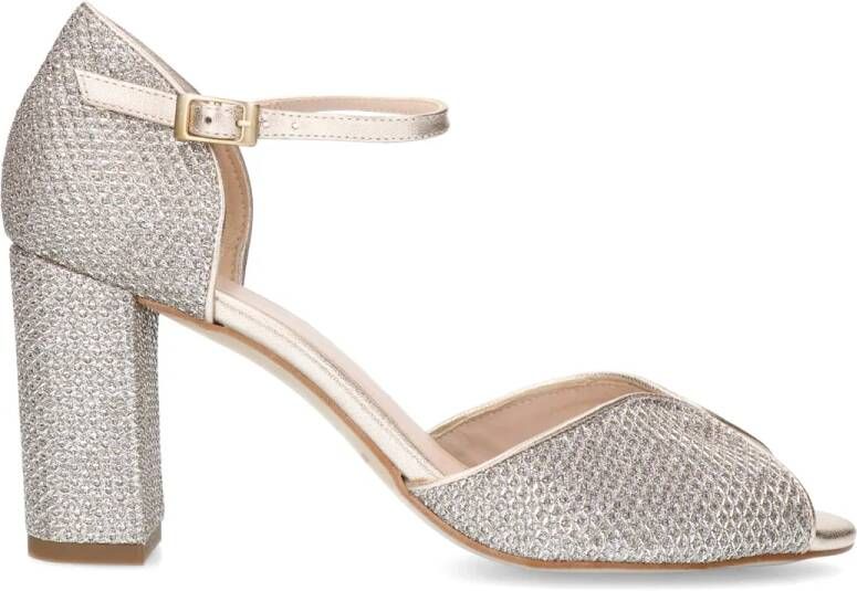 Manfield Gouden glitter sandalen met hak