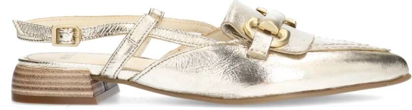 Manfield Gouden leren slingbacks met bandje