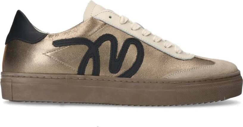 Manfield Gouden leren sneakers