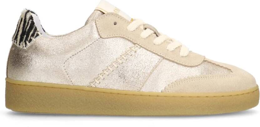 Manfield Gouden leren sneakers met zebra details