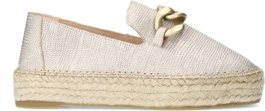 Manfield Dames Goudkleurige leren espadrilles met gouden chain