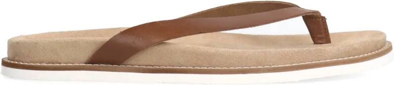 Manfield Leren cognac slippers