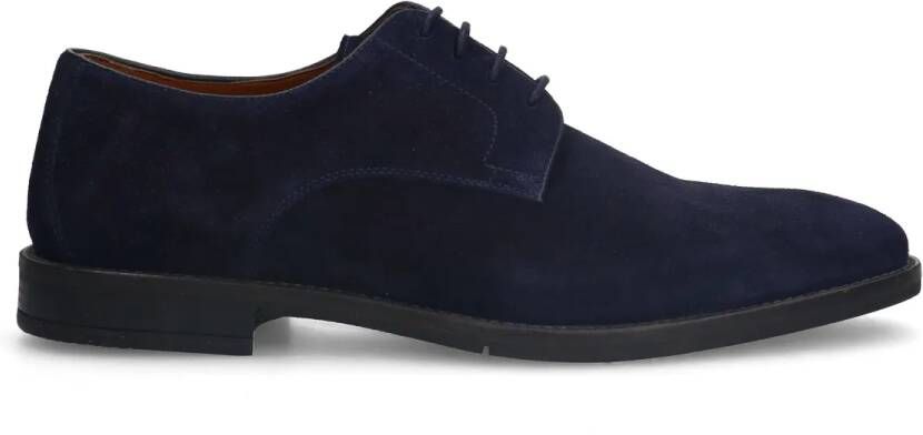 Manfield Navy suède veterschoenen