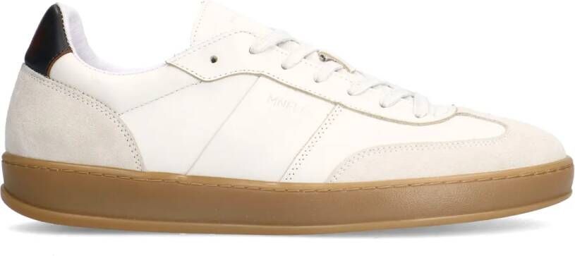 Manfield Off white leren sneakers met suède details