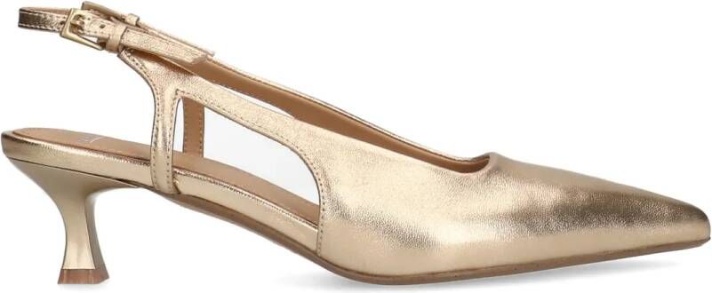 Manfield Gouden leren slingback pumps