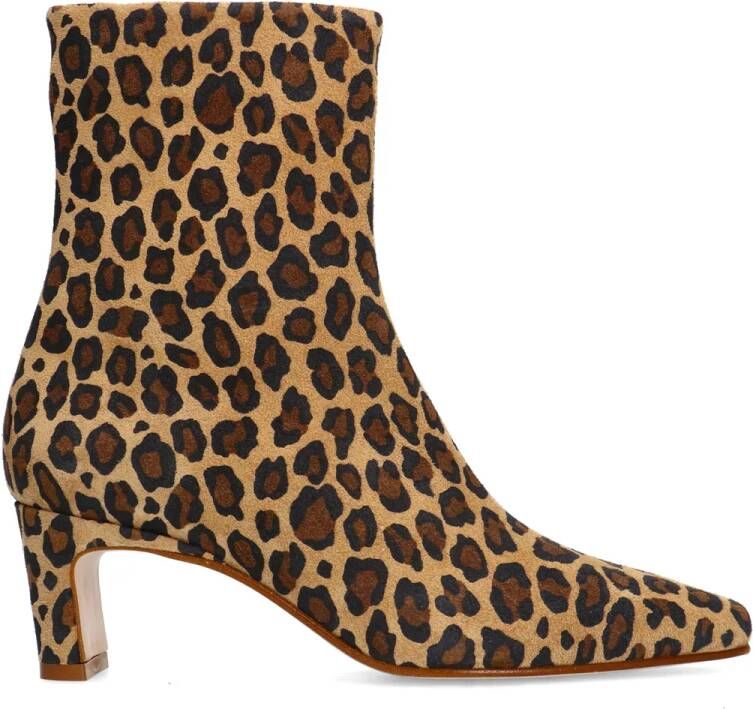 Manfield Suède leopard enkellaarsjes met hak