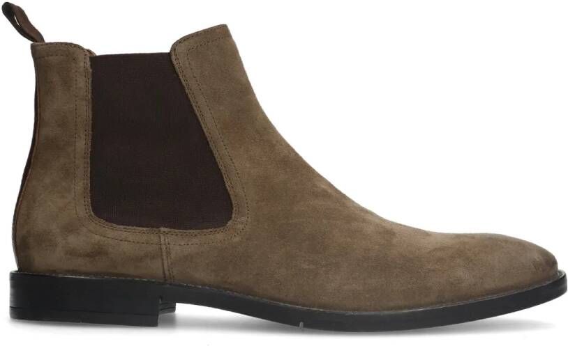 Manfield Taupe suède chelsea boots