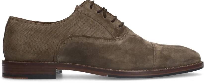 Manfield Taupe suède veterschoenen