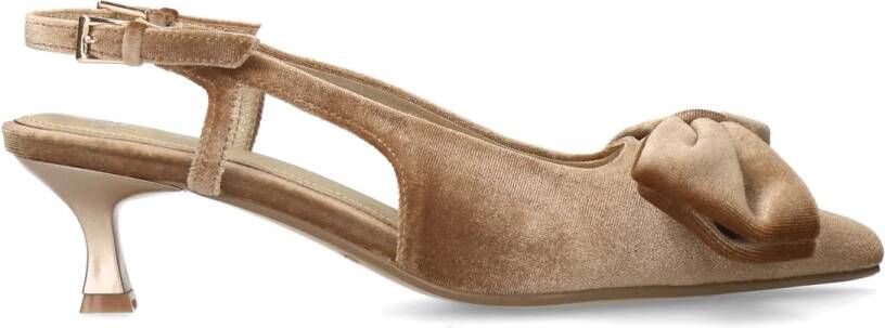 Manfield Taupe velours slingbacks met strik