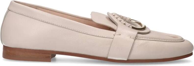 Manfield Witte leren loafers met goudkleurig detail