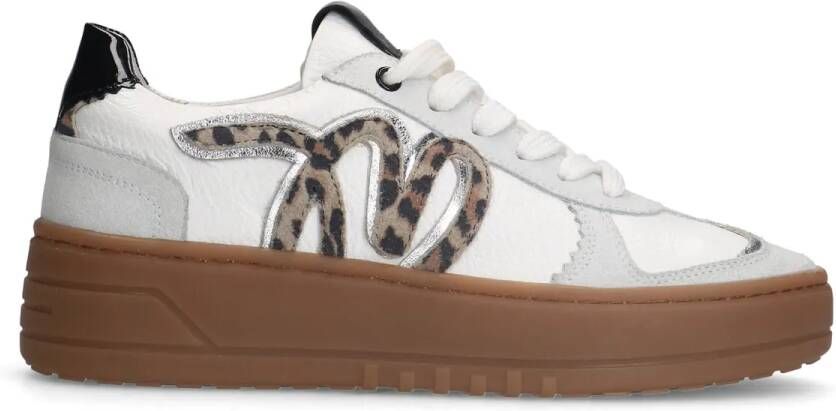 Manfield Dames Witte leren sneakers