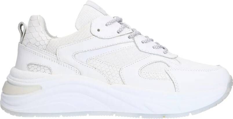 Manfield Witte leren sneakers