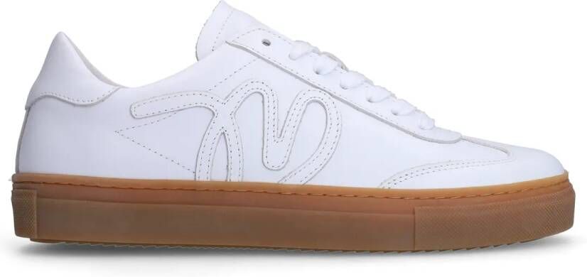 Manfield Dames Witte leren sneakers