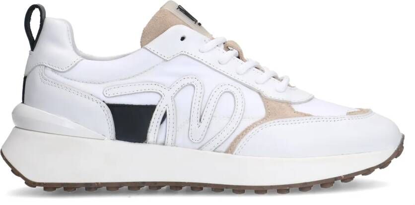 Manfield Witte leren sneakers met details