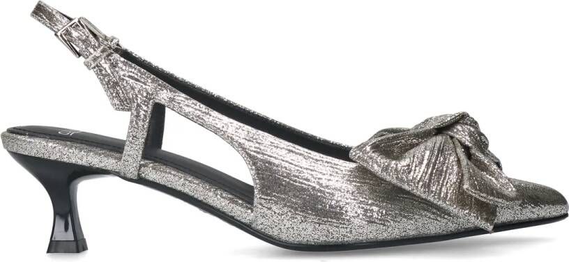 Manfield Zilveren glitter slingbacks met strik