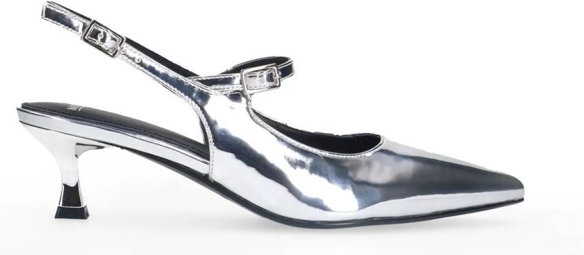 Manfield Zilveren lak slingbacks