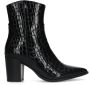 Manfield Dames Zwarte lakleren cowboy laarzen met crocoprint - Thumbnail 3