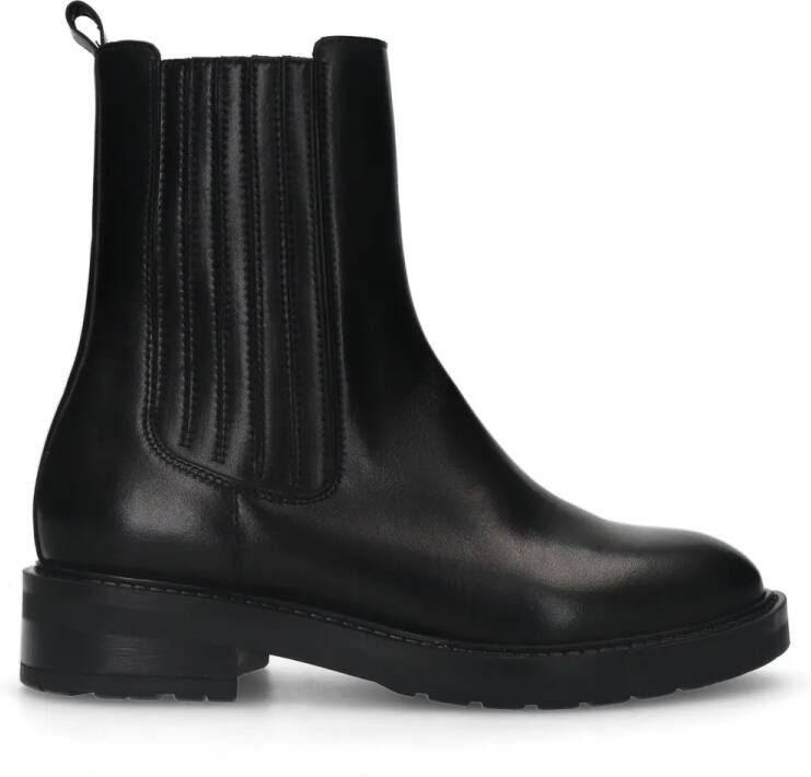 Manfield Zwarte leren chelsea boots