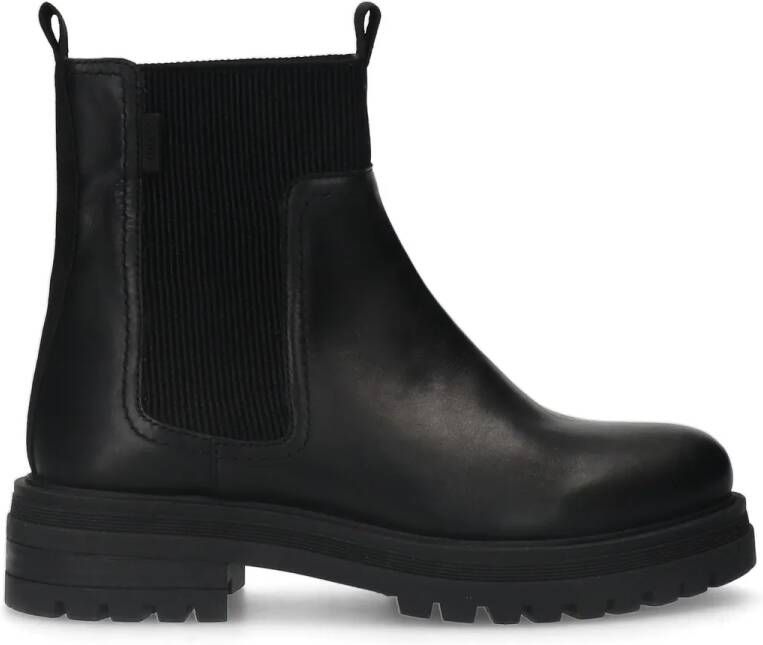 Manfield Zwarte leren chelsea boots