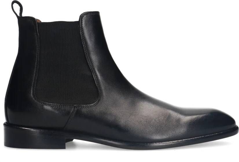 Manfield Zwarte leren chelsea boots