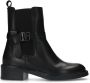 Manfield Dames Zwarte leren chelsea boots met gesp - Thumbnail 3