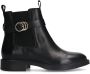 Manfield Dames Zwarte leren chelsea boots met gesp - Thumbnail 3