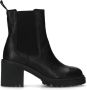 Manfield Dames Zwarte leren chelsea boots met hak - Thumbnail 3