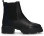 Manfield Dames Zwarte leren chelsea boots met stoffen achterkant - Thumbnail 3