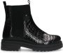 Manfield lakleren chelsea boots met crocoprint zwart - Thumbnail 3