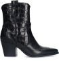 Manfield Dames Zwarte leren croco enkellaarsjes met hak - Thumbnail 2