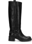 Manfield Dames Zwarte leren hoge biker boots - Thumbnail 2