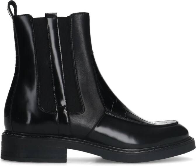 Manfield Zwarte leren chelsea boots