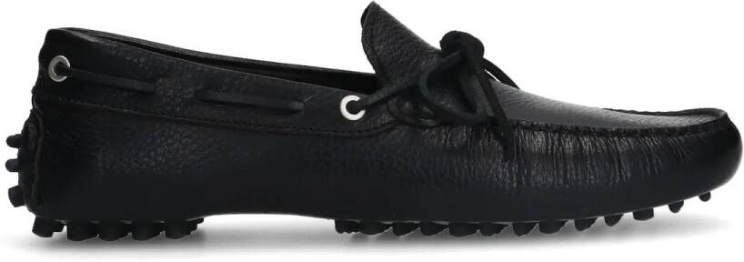 Manfield Zwarte leren loafers