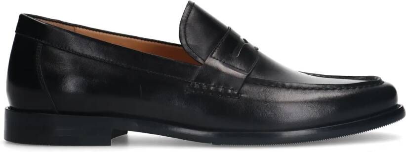 Manfield Zwarte leren loafers