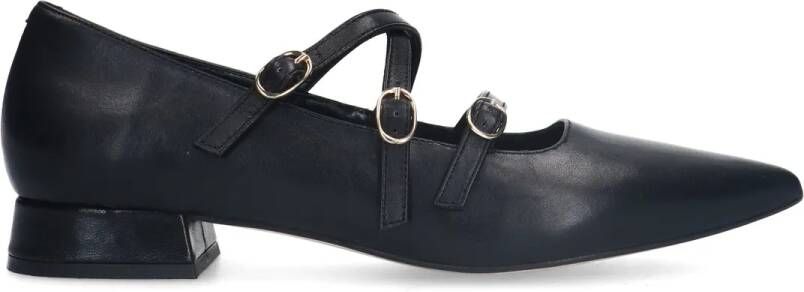 Manfield Zwarte leren loafers met hak