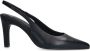 Manfield Dames Zwarte leren slingbacks - Thumbnail 3