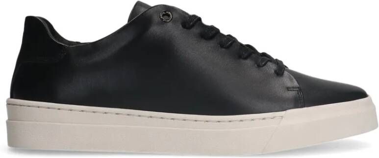 Manfield Zwarte leren sneakers