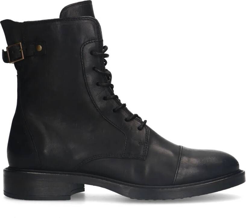 Manfield Zwarte leren veterboots