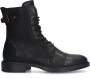 Manfield Dames Zwarte leren veterboots - Thumbnail 3