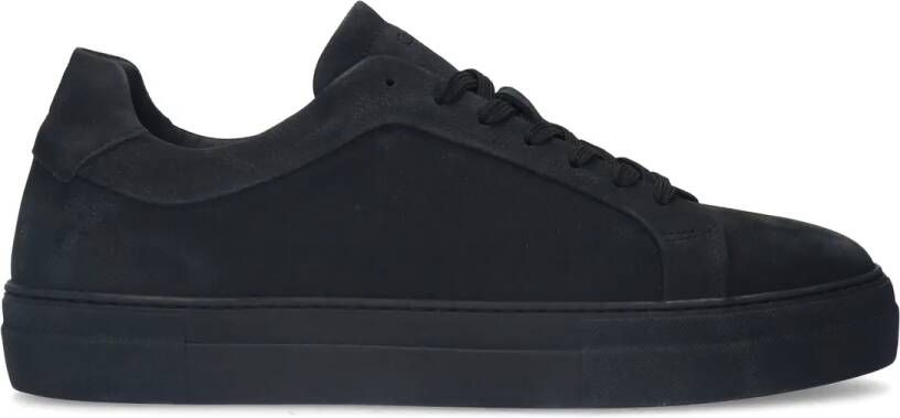 Manfield Zwarte nubuck sneakers