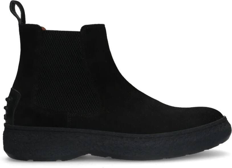 Manfield Zwarte suède chelsea boots