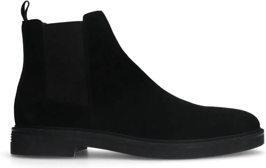 Manfield Zwarte suède chelsea boots