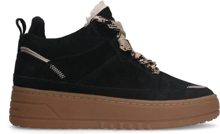 Manfield Zwarte suède hoge sneakers