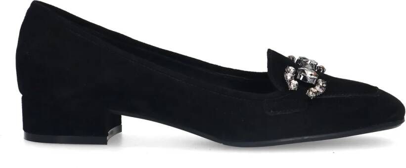 Manfield Zwarte suède loafer pumps