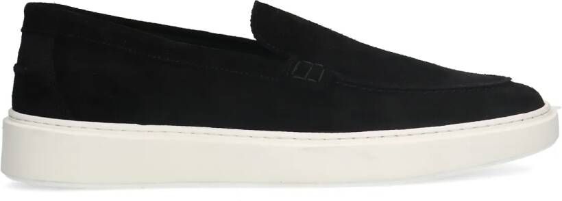 Manfield Zwarte suède loafers